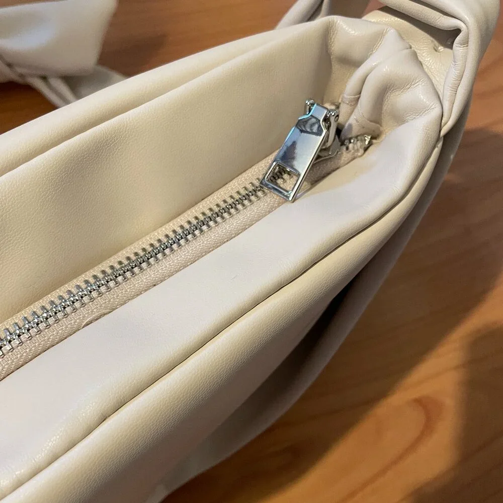 STREET LEVEL handbag! So Soft Vegan Leather Cream Knot Bag. RARE Shoulder Purse! - Picture 9 of 16